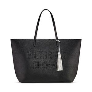NWT Victoria's Secret Black Leather Tote Bag